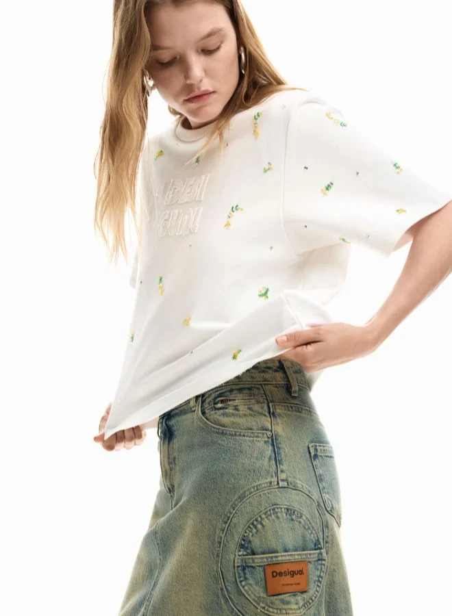 DESIGUAL Blue Asymmetrical denim skirt for Women | Best Price UAE